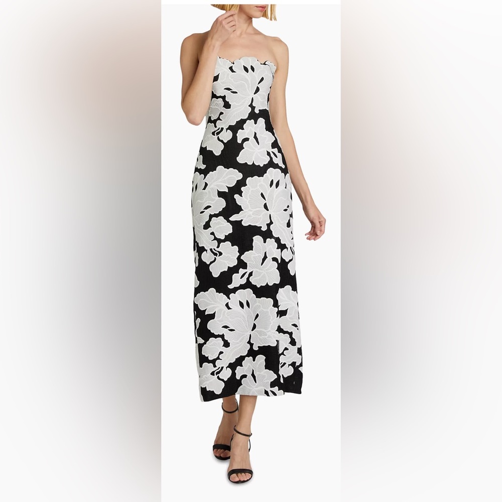 LELA ROSE Natasha Strapless Floral Dress